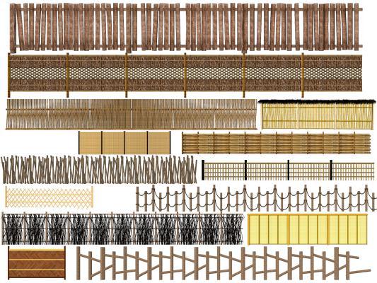 日式风格竹木栅栏组合 竹 木 民宿 竹篱笆 围墙 竹制竹编篱笆