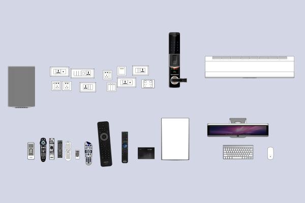 现代风格开关 遥控器 电脑 密码锁 电气产品 数码组合