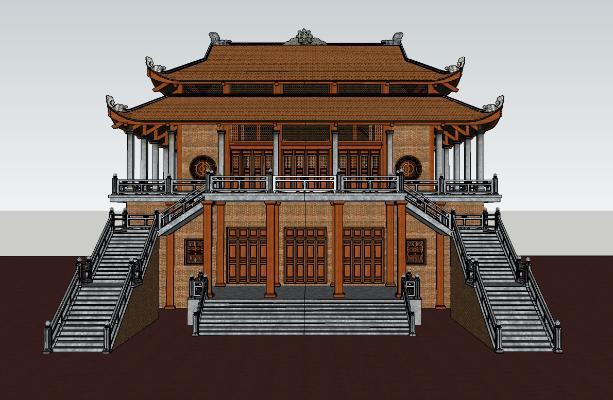 中式寺庙塔楼 别墅建筑