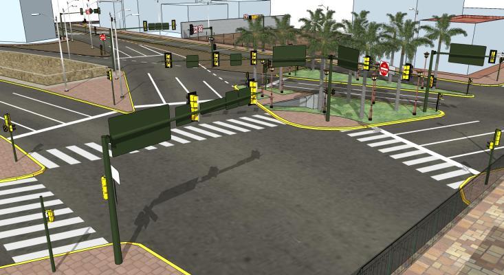 现代十字路口  道路  道路景观