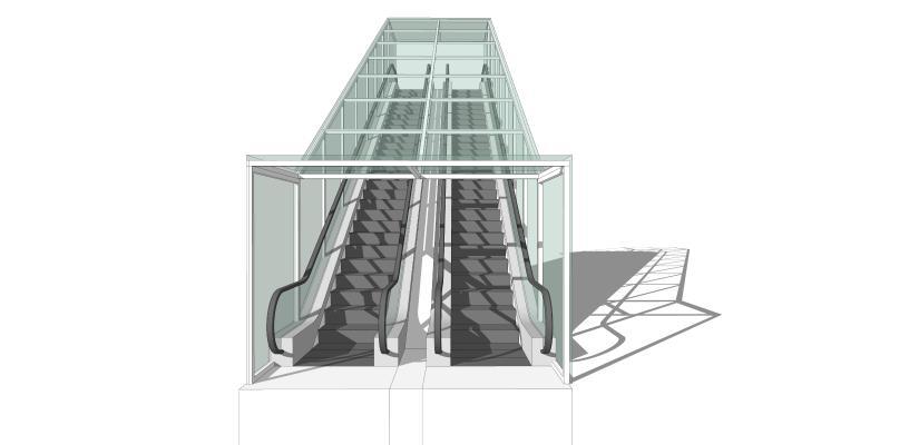 现代风格电动扶梯 室外玻璃 入口垂直 平行梯升降梯直升梯