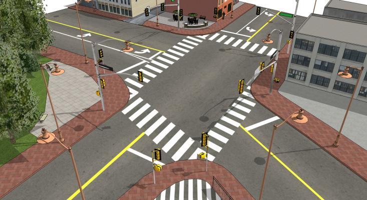 现代风格道路 十字路口