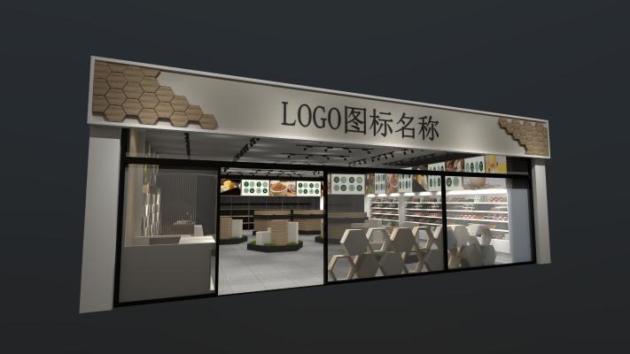 新中式风格超市 中岛柜 茶 挂画