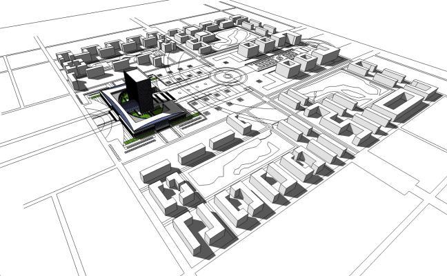 现代城市规划 城市设计 高层办公楼