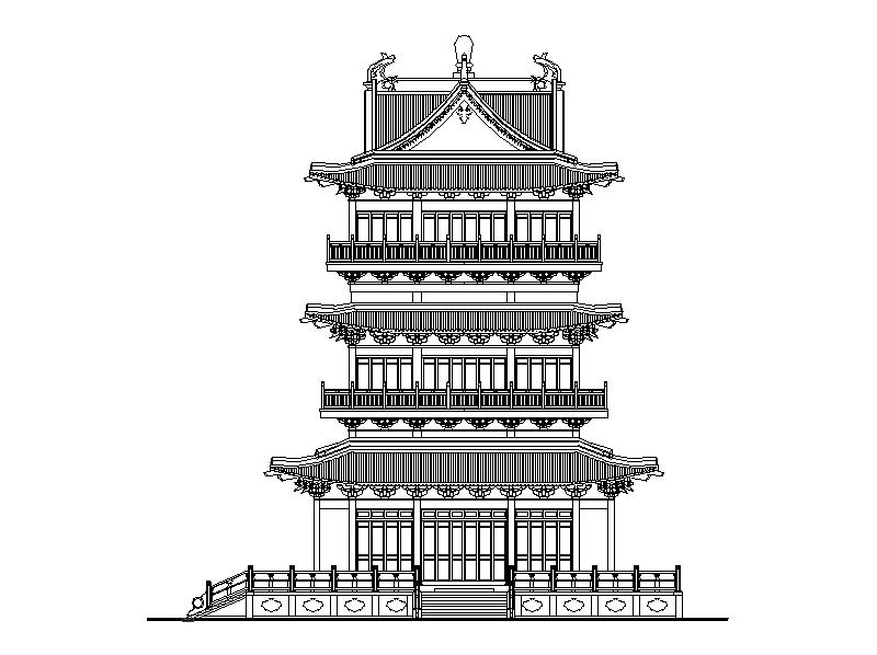 水云阁 寺庙 建筑初步设计图 含效果图 古建