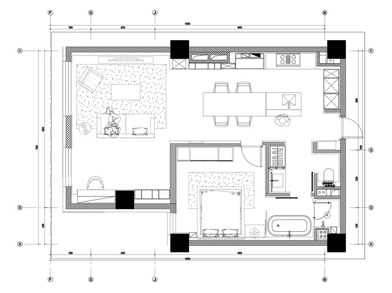 70㎡公寓户型全套样板间施工图