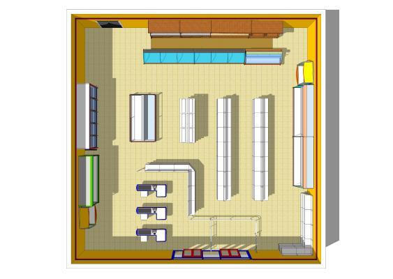 现代风格超市 便利店 置物柜 冷冻柜 蛋糕柜 铁艺
