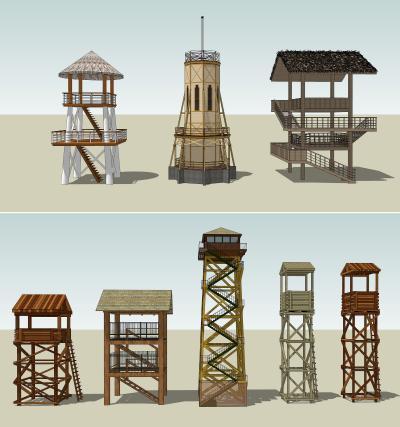 现代风格塔楼 木质观景塔 塔 瞭望塔 观景塔 哨塔