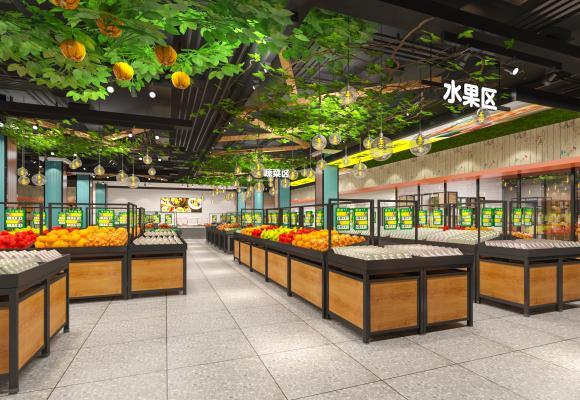 工业风超市 水果区 蔬菜区