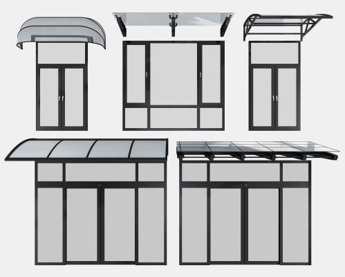 现代钢化玻璃遮阳棚雨棚组合