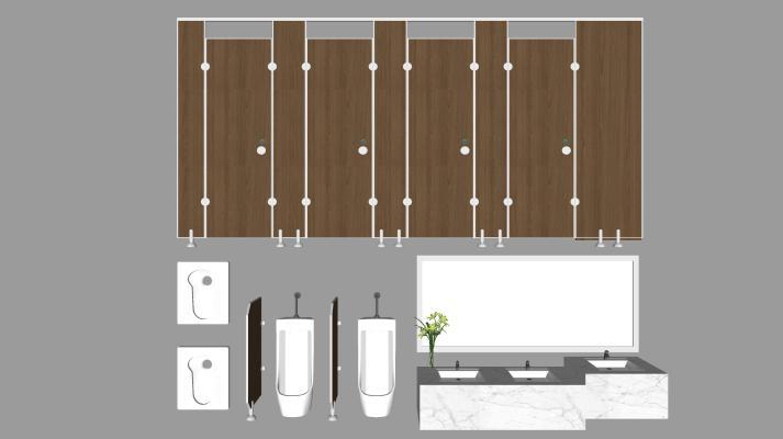 现代卫生间隔断 洁具组合