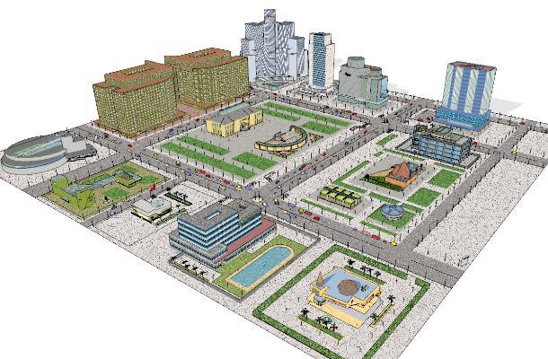 现代风格简模规划 文化建筑规划