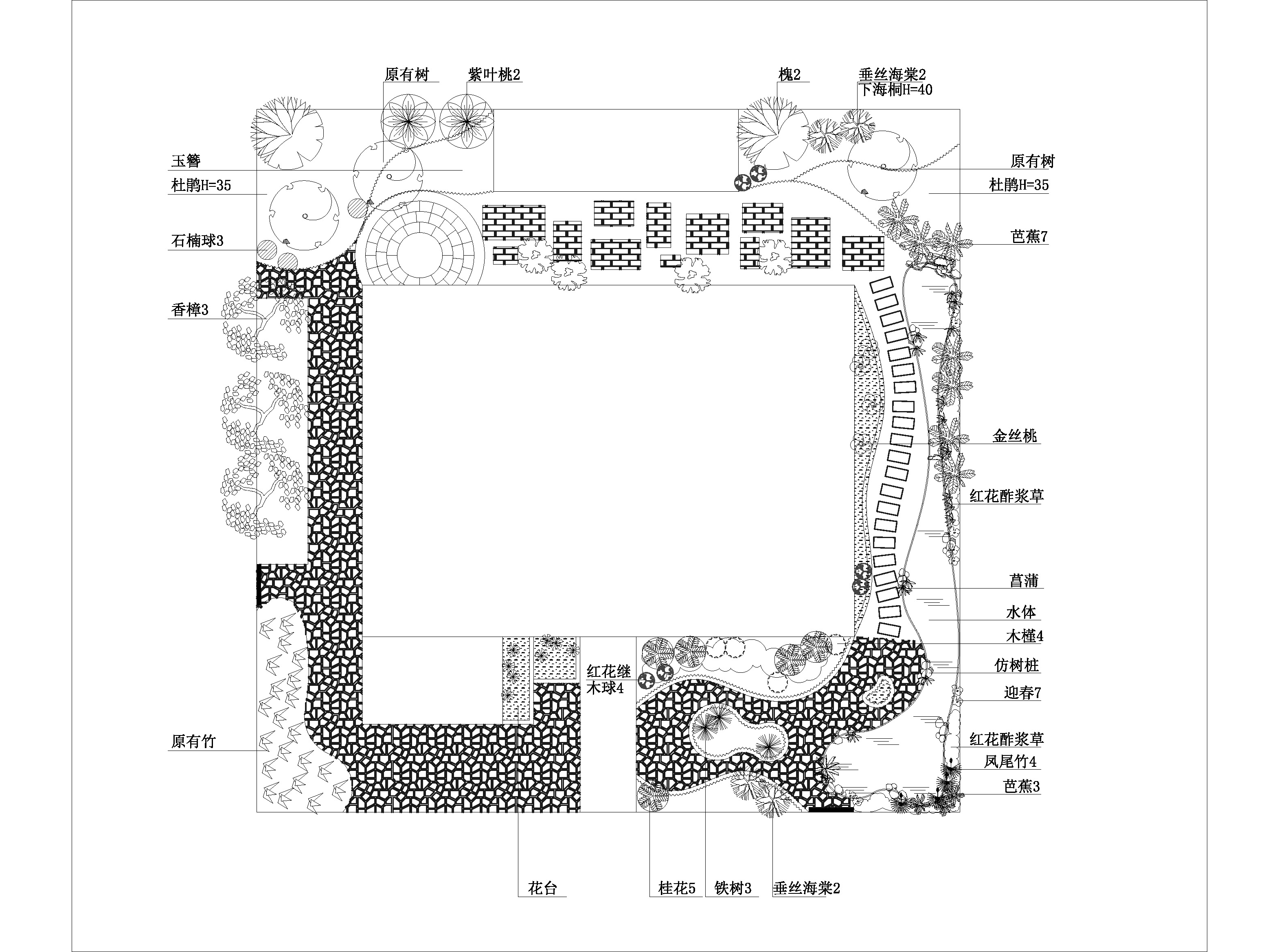 别墅庭院景观绿化设计平面图