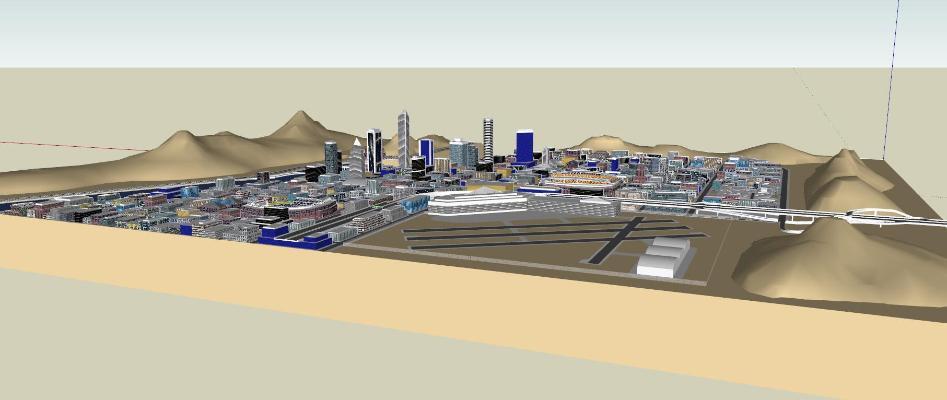 现代景观户外建筑  城市建筑群 沙漠建筑