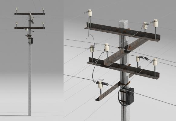 现代电线杆 电缆
