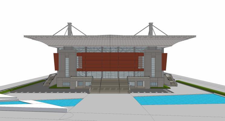 现代风格体育馆 室内比赛 学校体育馆 比赛看台 封闭