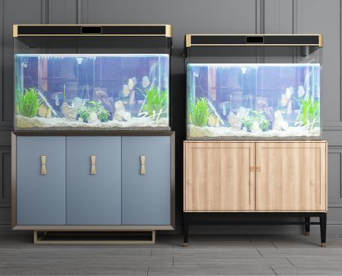 现代玻璃鱼缸水族组合