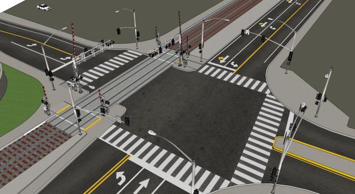 现代风格道路 十字路口