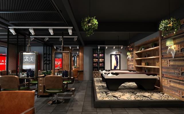 工业风理发店