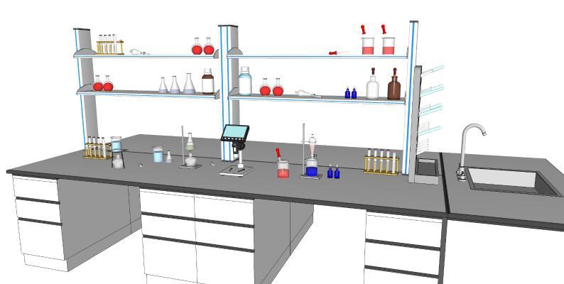 现代风格教室 化学实验室 单层 实验室
