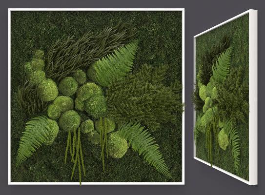 现代植物墙饰 绿植墙 装饰画