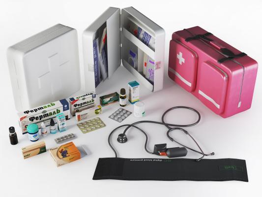 现代急救箱 急救药品 听诊器