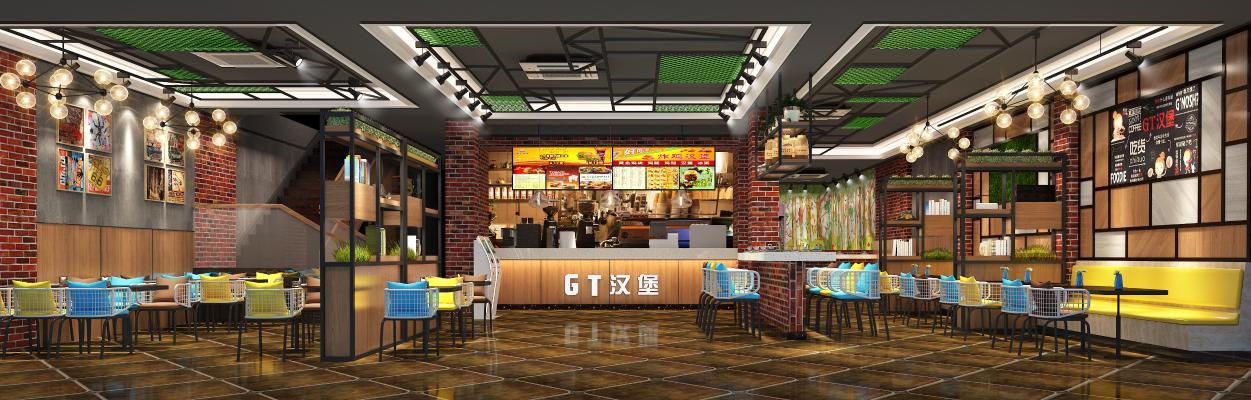 现代餐饮店 排队机 画 摆件