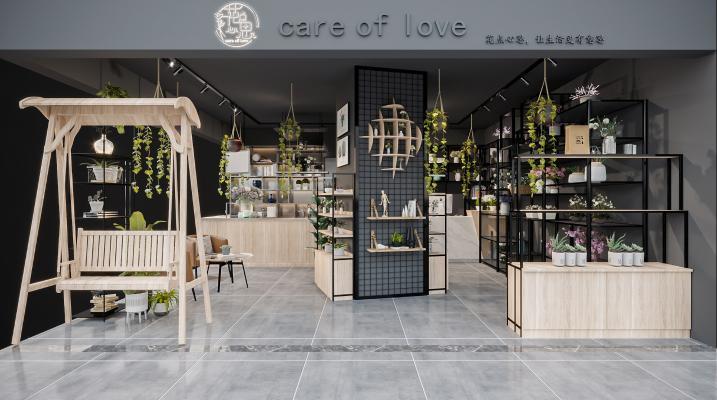 现代花店盆栽花卉花瓶