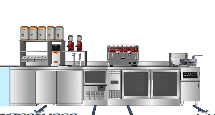 现代咖啡厅奶茶店操作台设备组合