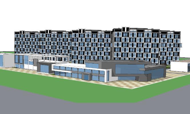 现代风格简模规划 商业店铺 住宅建筑