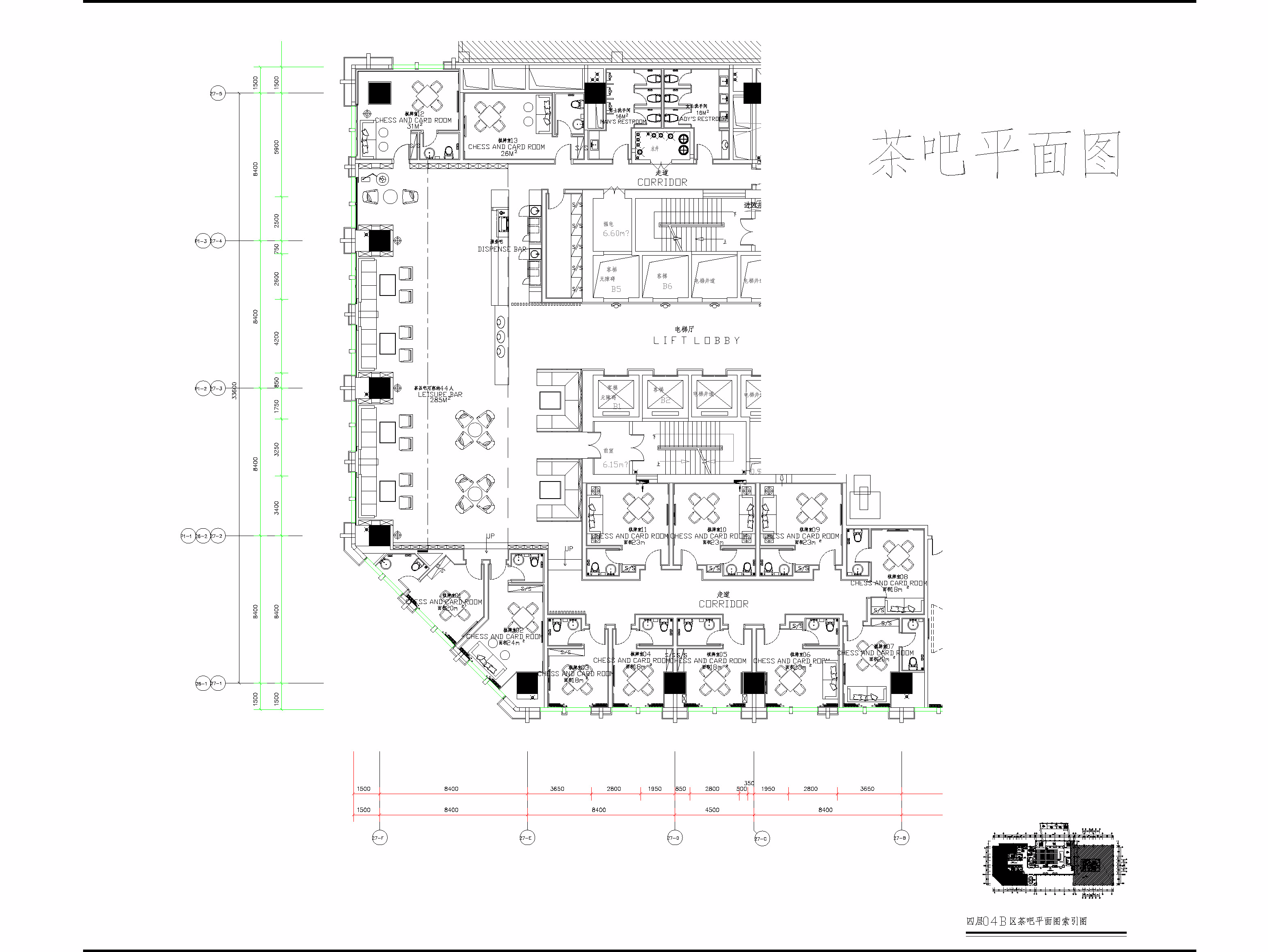 大型茶吧平面施工图