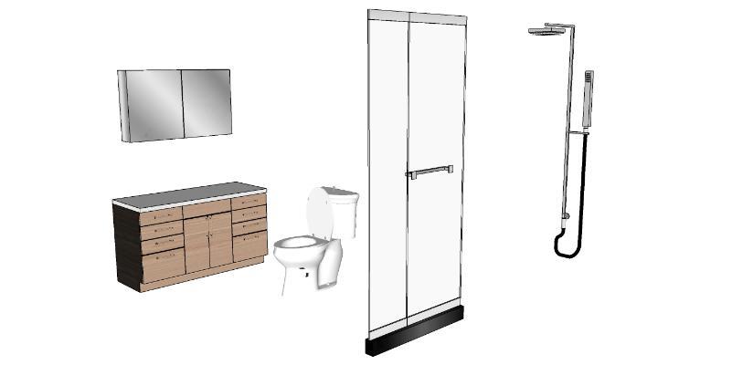 现代卫生间 浴柜 玻璃移 淋浴房