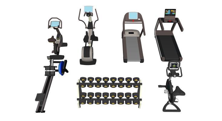 现代健身房健身器材组合 跑步机