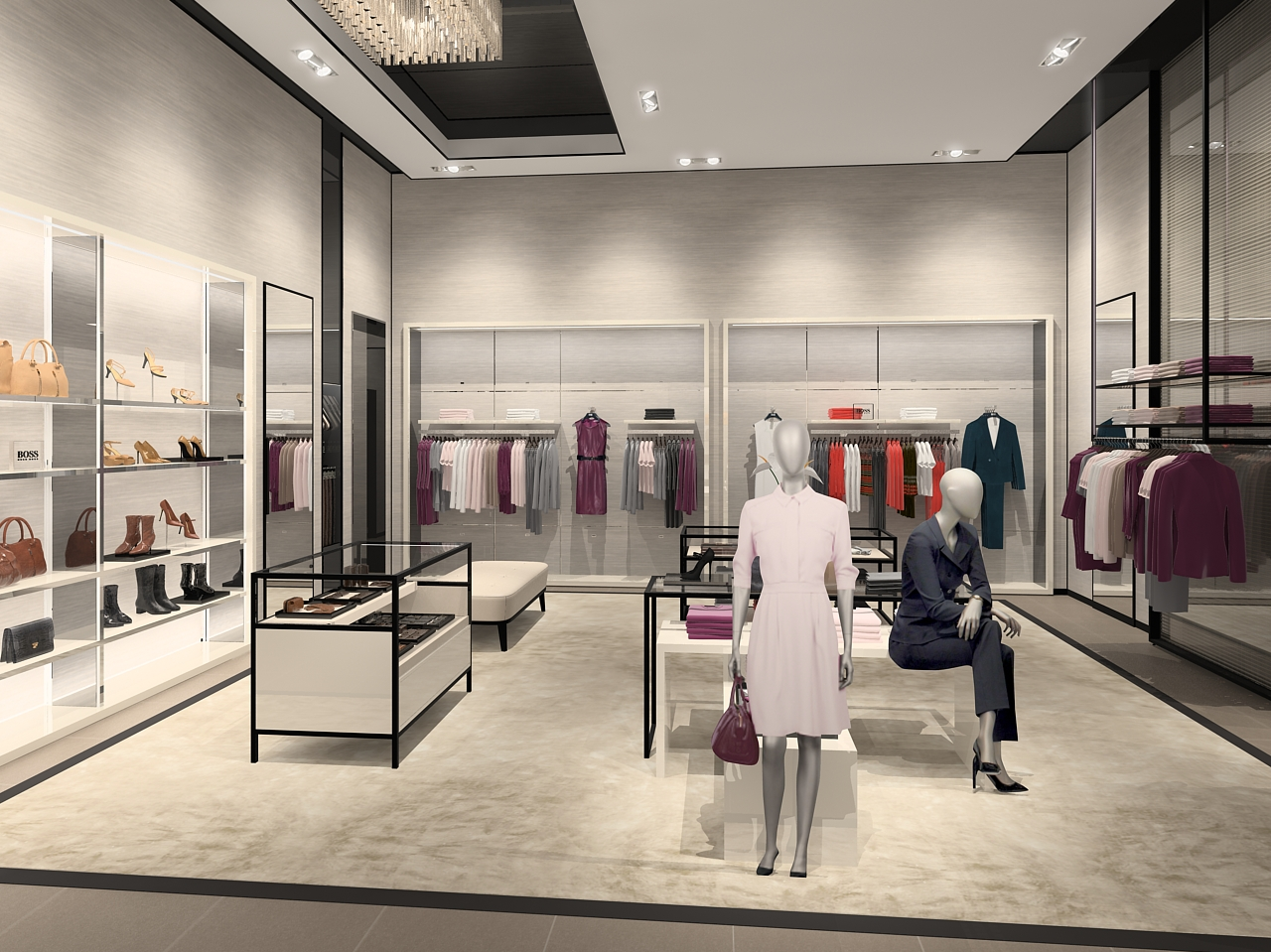 HUGOBOSS雨果博斯奢侈品牌郑州大卫城店丨效果图全套施工图机电图