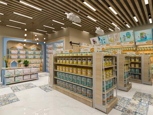 新中式母婴店 纸尿裤 奶粉柜