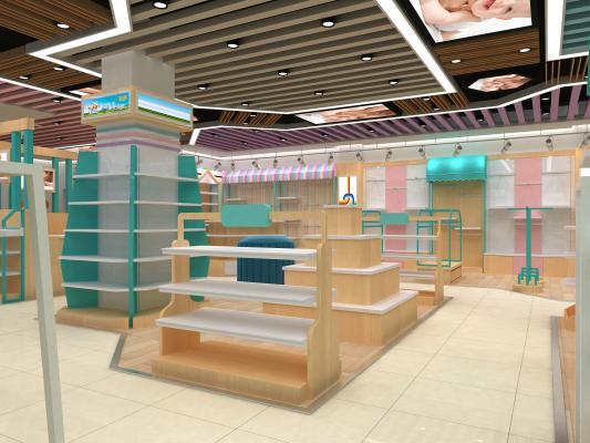 现代母婴店 展柜 货架 童装展柜 奶粉展柜