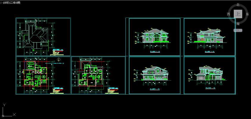 现代别墅大宅农村自建房建筑CAD施工图 含效果图