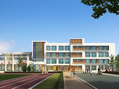 现代风格幼儿园 含及天正格式建筑平面 总平面街景 室外 车站 有轨电车 街道 平顶