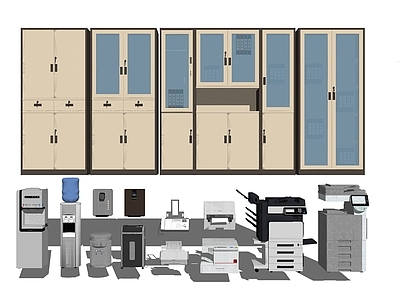 现代文件柜打印机饮水机组合