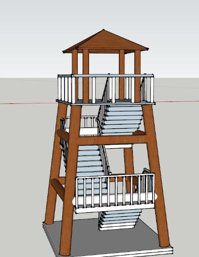 木质高层瞭望塔