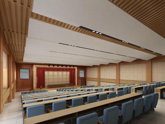 日式现代学校报告厅 大会堂 大会议室