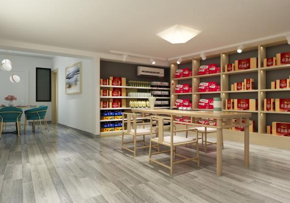 新中式商店二楼泡茶区 商场展区