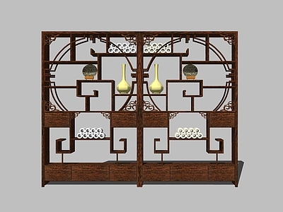 中式风格博古架  书架