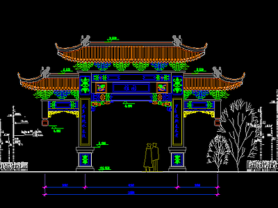 雅园牌坊CAD立面图设计图