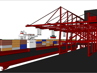 现代海湾 港口 龙门吊 轮船 集装箱集装箱船 起重机