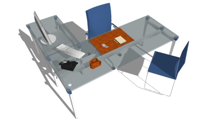 办公桌椅组合 草图大师模型