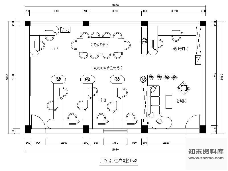 施工图湖南某设计工作室装修图 开放办公室
