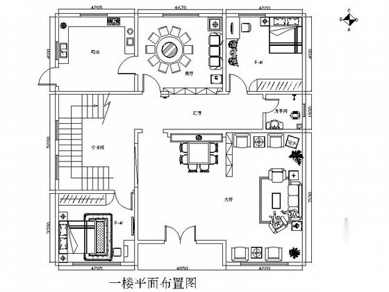 某自建二层别墅中式室内装修图