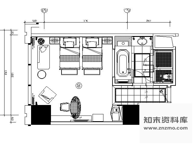 施工图上海五星豪华酒店E型套房施工图