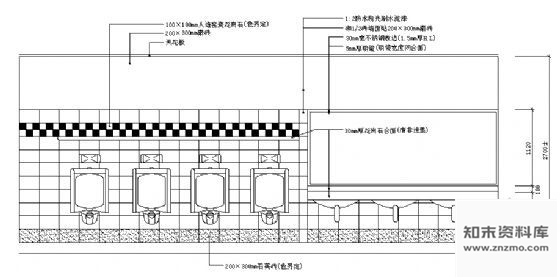 图块/节点公共厕所墙面磁砖贴法示意图 墙面通用节点